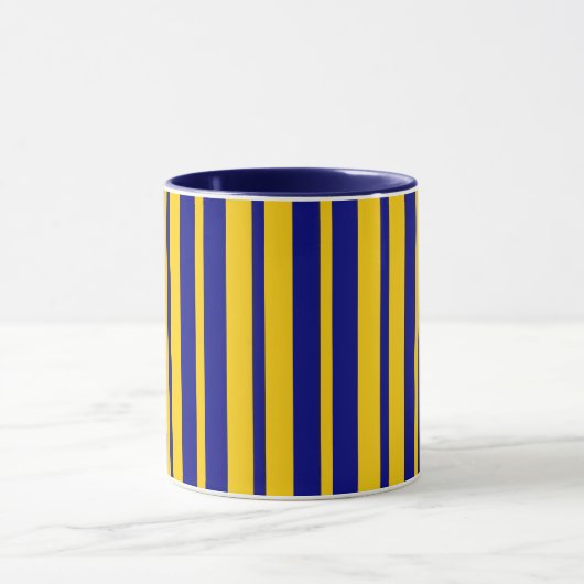 Blue Yellow Stylish Stripes Pattern Design  マグカップ (中央)