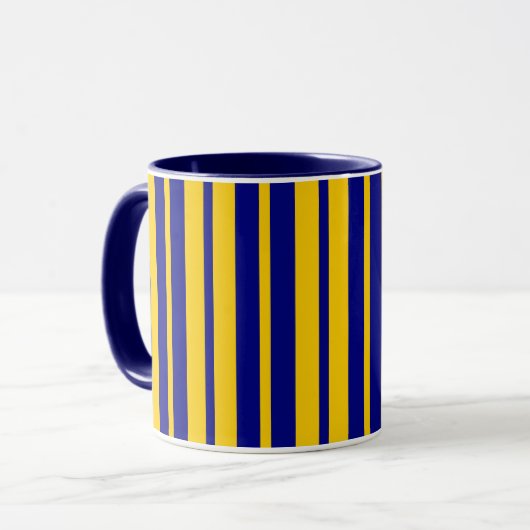Blue Yellow Stylish Stripes Pattern Design  マグカップ (正面左)