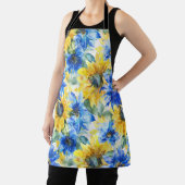 Blue Yellow Sunflowers Floral エプロン (インサイチュ)