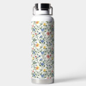 Blue Yellow Watercolor Wildflower ウォーターボトル (背面)