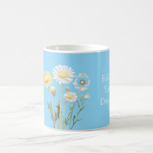 Blue Yellow White Flowers コーヒーマグカップ (中央)