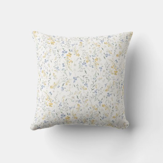 Blue Yellow Wildflower Pattern クッション (裏面)