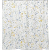 Blue Yellow Wildflower Pattern シャワーカーテン (正面)