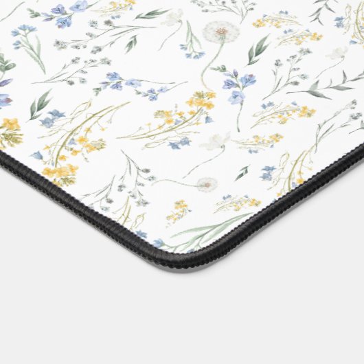 Blue Yellow Wildflower Pattern デスクマット (コーナー)