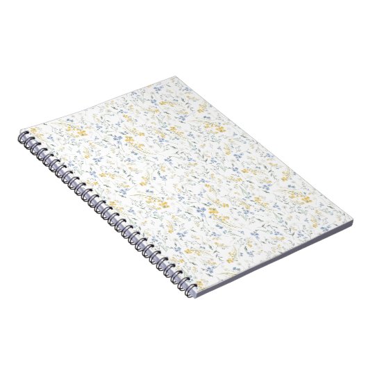 Blue Yellow Wildflower Pattern ノートブック (右側)
