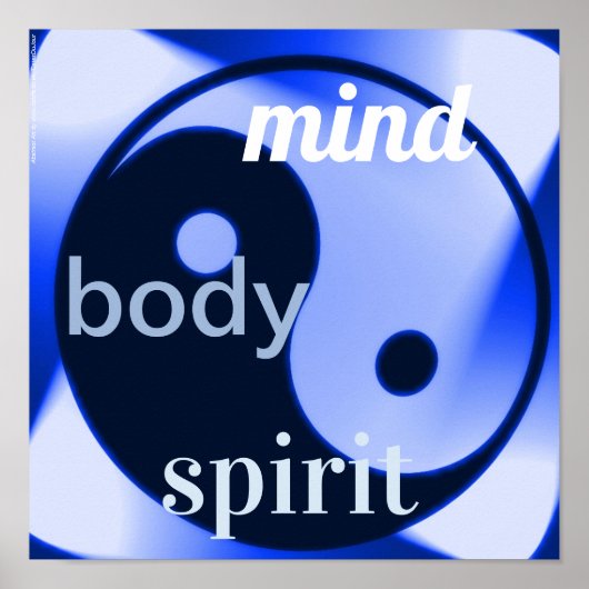 Blue Yin Yang Art Zen Holistic health ポスター (正面)