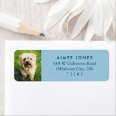 Blue Your Pet's Photo Custom Return Address Label ラベル (インサイチュ)