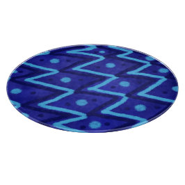 Blue Zig Zags Dots Funky Pattern  カッティングボード