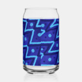 Blue Zig Zags Dots Funky Pattern  ガラス缶 (右)