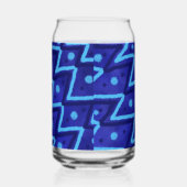 Blue Zig Zags Dots Funky Pattern  ガラス缶 (左)