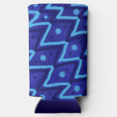 Blue Zig Zags Dots Funky Pattern  スリム缶クーラー (裏面)
