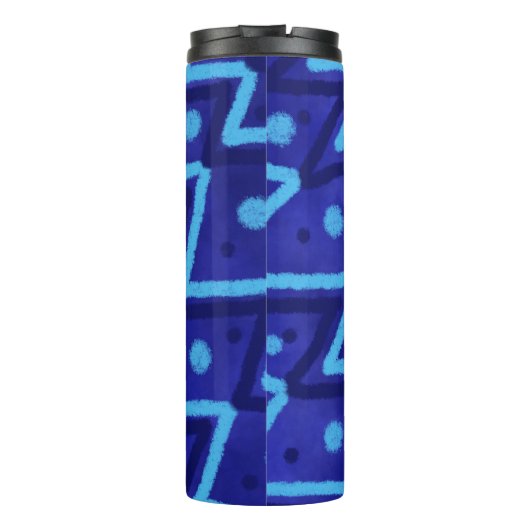 Blue Zig Zags Dots Funky Pattern タンブラー (裏面)