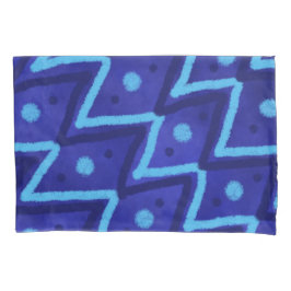 Blue Zig Zags Dots Funky Pattern  枕カバー