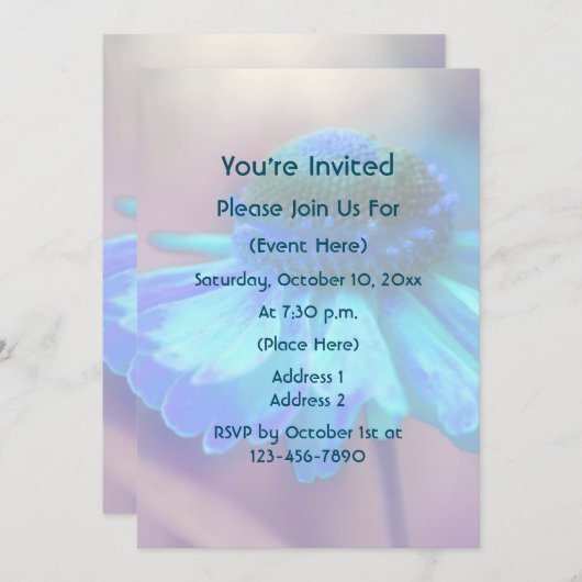 Blue Zinnia Flower   招待状 (正面/裏面)