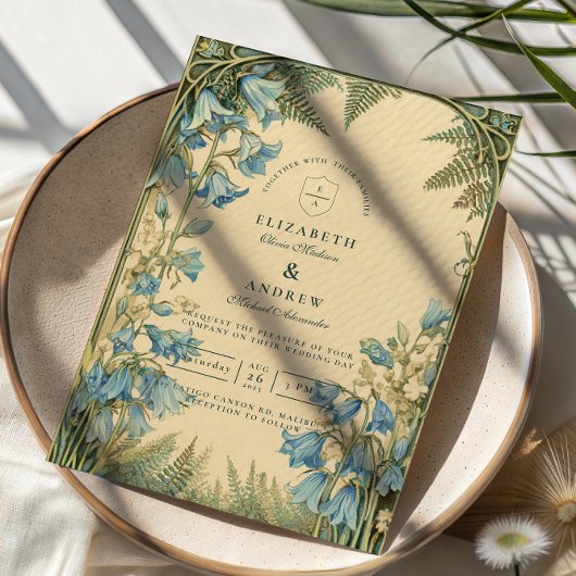 Bluebell Art Nouveau Wedding 招待状