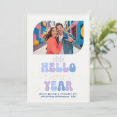 Bluebell Dream Hello New Year Blue Retro Photo シーズンカード (スタンド正面)