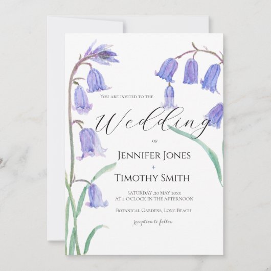 bluebell watercolor wedding invitation  招待状 (正面)