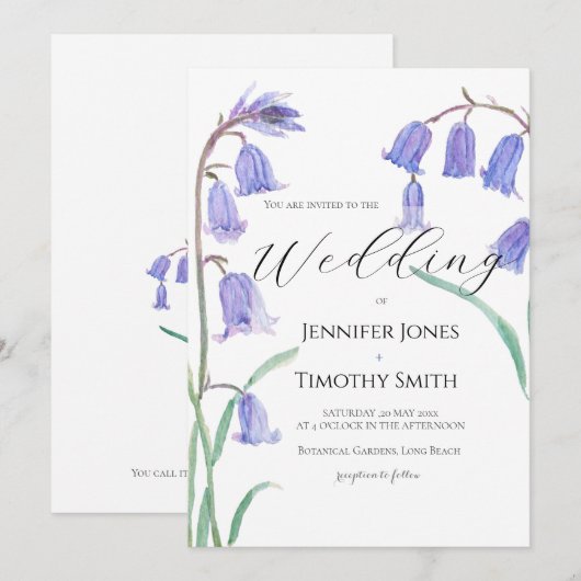 bluebell watercolor wedding invitation  招待状 (正面/裏面)