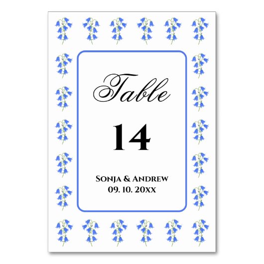 Bluebells テーブルナンバー (正面)