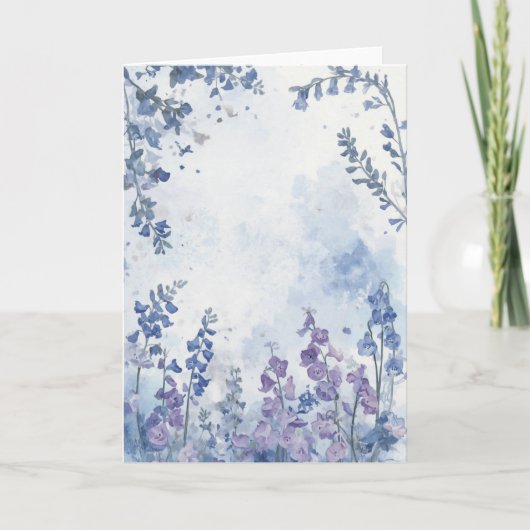 Bluebells and SweetPeas Watercolor Motif BlankCard カード (正面)