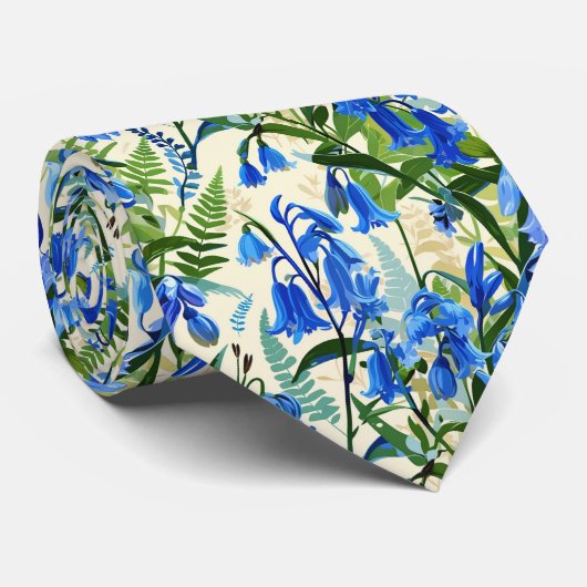 Bluebells Ferns Seamless Botanical Spring Pattern ネクタイ (ロール)