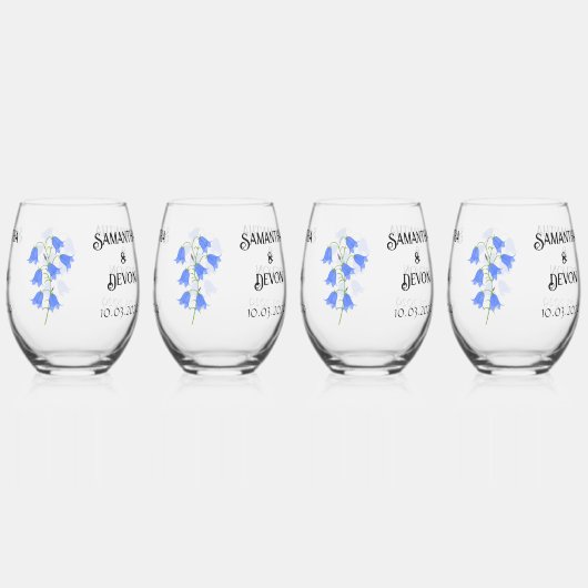 Bluebells Four Stemless Wine Glasses ステムなしワイングラス (裏面)