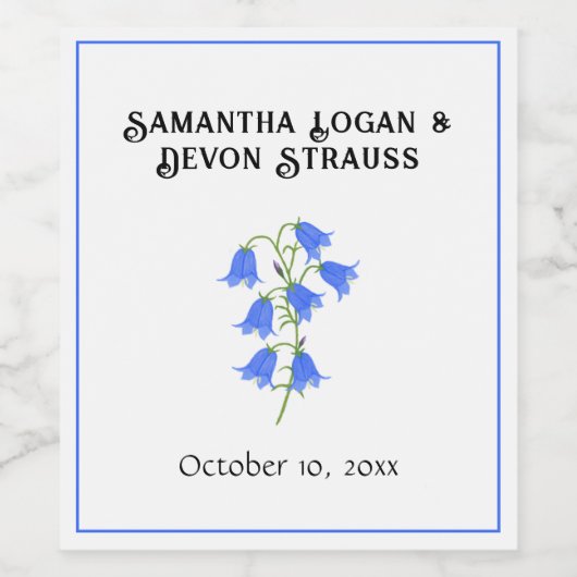 Bluebells Save The Date Wedding ワインラベル (シングルラベル)