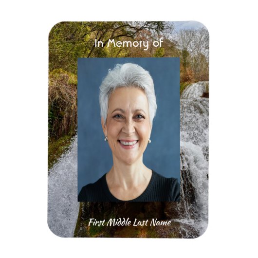 Bluebells Waterfall Landscape   Memorial Keepsake  マグネット (縦)