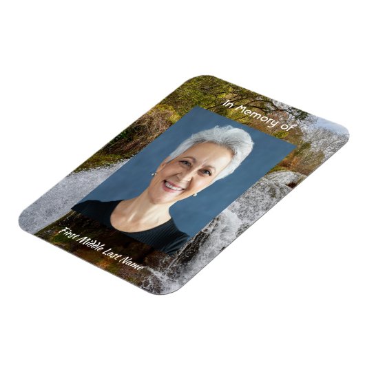 Bluebells Waterfall Landscape Memorial Keepsake マグネット (左側)