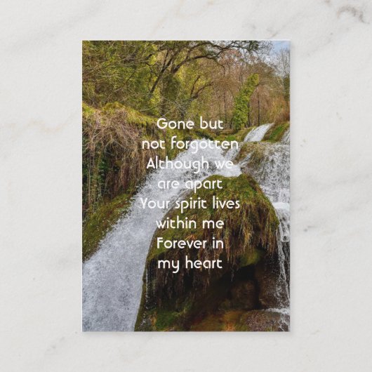 Bluebells Waterfall Landscape  Memorial Keepsake  名刺 (裏面)