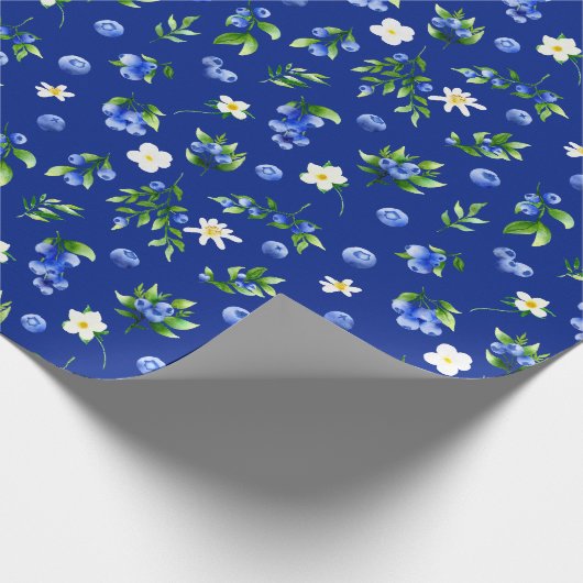 Blueberries and Foliage Pattern ラッピングペーパー (角)
