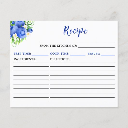 Blueberries and Foliage Recipe Card (正面)
