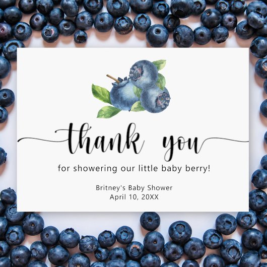 Blueberries baby shower - thank you サンキューカード