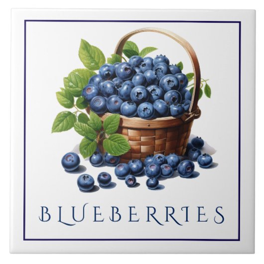 Blueberries Ceramic Tile タイル (正面)