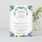 Blueberries Floral Heart Wreath Wedding 招待状 (スタンド正面)