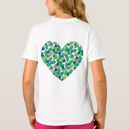 Blueberries Pattern Modern Green Blue Customize. Tシャツ (裏面)