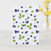 Blueberries Watercolor Blueberry Blossoms Foliage カード (黄色い花)