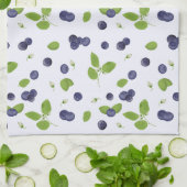 Blueberries Watercolor Blueberry Blossoms Foliage キッチンタオル (折り畳み)