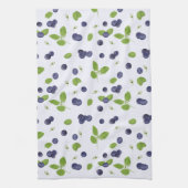 Blueberries Watercolor Blueberry Blossoms Foliage キッチンタオル (縦)