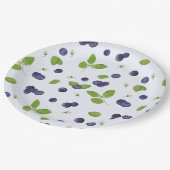 Blueberries Watercolor Blueberry Blossoms Foliage ペーパープレート (アングル)