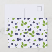 Blueberries Watercolor Blueberry Blossoms Foliage ポストカード (正面/裏面)