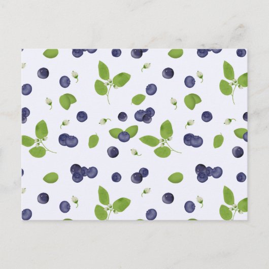 Blueberries Watercolor Blueberry Blossoms Foliage ポストカード (正面)