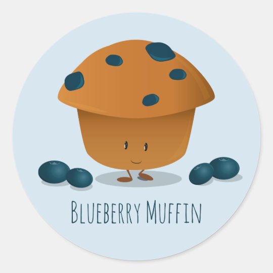 Blueberryマフィンフレンドリーマンガキャラクター ラウンドシール Zazzle Co Jp