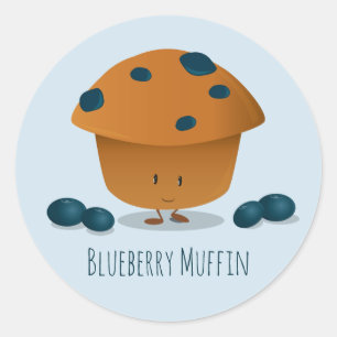 Blueberryマフィンフレンドリーマンガキャラクター ラウンドシール
