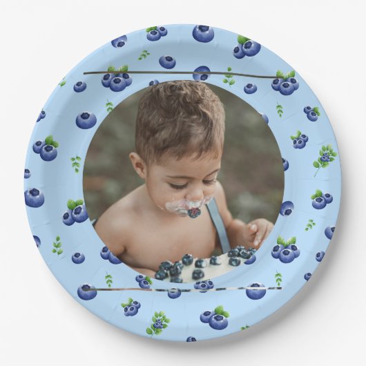 Blueberry 1st Birthday Berry First Photo ペーパープレート (正面)