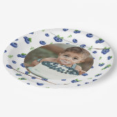 Blueberry 1st Birthday Berry First Photo ペーパープレート (アングル)