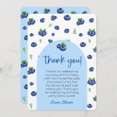 Blueberry 1st Birthday Photo Thank You 招待状 (正面/裏面)