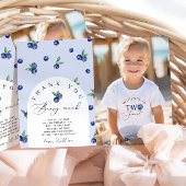 Blueberry 2つの甘い誕生日の写真サンキューカード 招待状