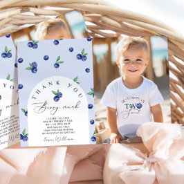 Blueberry 2つの甘い誕生日の写真サンキューカード 招待状