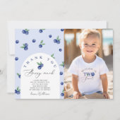 Blueberry 2つの甘い誕生日の写真サンキューカード 招待状 (正面)